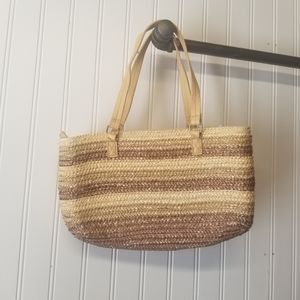 Vintage Striped Straw Handbag